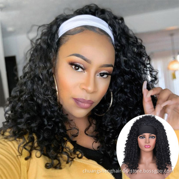 Hot Selling wigs wholesale Curly hair vendors headbands brown coily cheap full braiding wig headband kinky wigs for black women